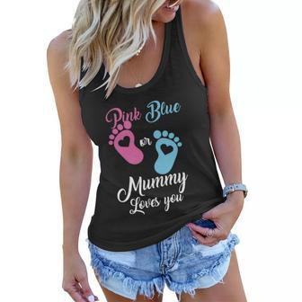 Pink Or Blue Mummy Loves You Gift Women Flowy Tank - Monsterry