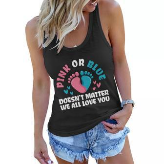 Pink Or Blue We All Love You Party Pregnancy Gender Reveal Gift Women Flowy Tank - Monsterry UK