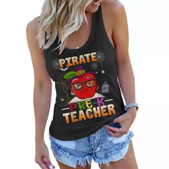 Pirate Pre-K Teacher For Halloween Funny Pirate Day Women Flowy Tank - Thegiftio UK