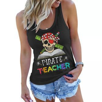 Pirate Teacher Funny Halloween Skull Adult Gift Graphic Design Printed Casual Daily Basic Women Flowy Tank - Thegiftio UK