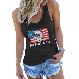 Pitbull Dad American Flag For 4Th Of July Women Flowy Tank - Monsterry AU