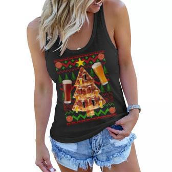 Pizza And Beer Ugly Christmas Sweater Women Flowy Tank - Monsterry