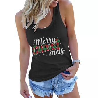 Plaid Merry Christmas Christ Tshirt Women Flowy Tank - Monsterry DE