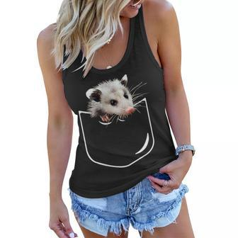 Pocket Opossum Funny Opossum In Pocket Women Flowy Tank - Thegiftio