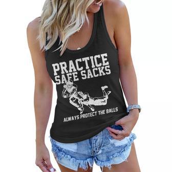 Practice Safe Sacks Funny Football Tshirt Women Flowy Tank - Monsterry AU