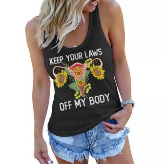 Pro Choice Keep Your Laws Off My Body Funny Sunflower Women Flowy Tank - Seseable