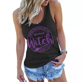 Proud Member Of The Wicked Witch Club Spooky Witch Halloween Women Flowy Tank - Seseable