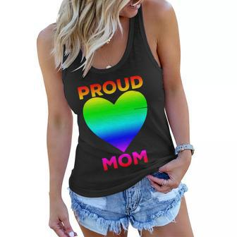 Proud Mom Heart Flag Parent Of Lgbtq Lesbian Bi Trans Gift V2 Women Flowy Tank - Monsterry UK