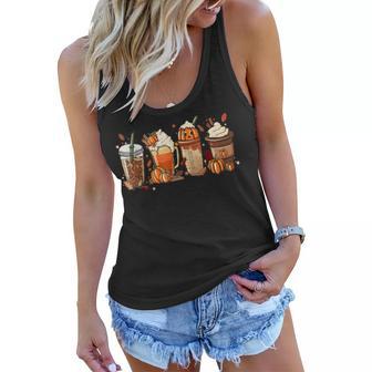 Pumpkin Spice Coffee Latte Fall Autumn Season Hello Fall V5 Women Flowy Tank - Thegiftio UK