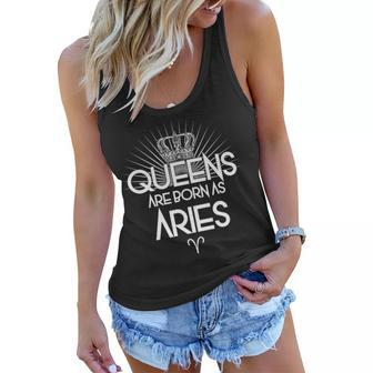 Queens Are Born As Aries Graphic Design Printed Casual Daily Basic Women Flowy Tank - Thegiftio UK