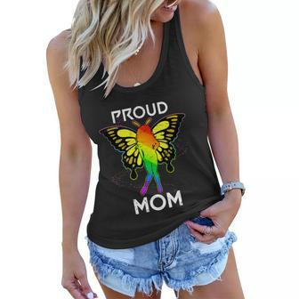 Rainbow Butterfly Proud Lesbian Mom Mothers Day Gift Lgbt Cool Gift Women Flowy Tank - Monsterry