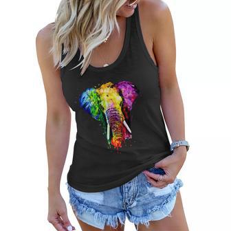 Rainbow Elephant Art Cute Gift Women Flowy Tank - Monsterry DE