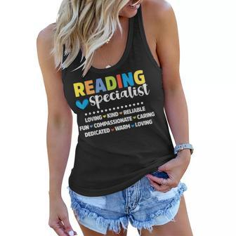 Reading Teacher Literacy Coach Cute Reading Specialist Women Flowy Tank - Thegiftio UK