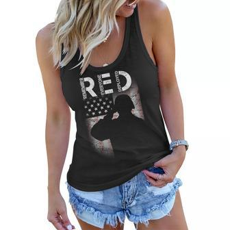 Red Friday Remember Everyone Deployed Flag V2 Women Flowy Tank - Monsterry CA