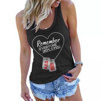 Red Remember Everyone Deployed Dog Tags Tshirt Women Flowy Tank - Monsterry UK