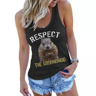 Respect The Groundhog Tshirt Women Flowy Tank - Monsterry