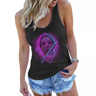 Retro 80S Eighties Myers With Knife Graphic Design Printed Casual Daily Basic Women Flowy Tank - Thegiftio UK