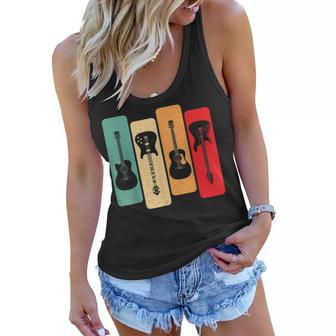 Retro Guitars Guitarist Acoustic Electric Guitar Rock Music V2 Women Flowy Tank - Seseable