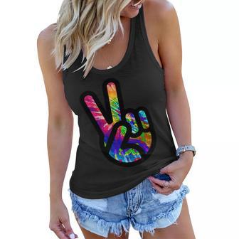 Retro Peace Sign Hand Tshirt Women Flowy Tank - Monsterry CA