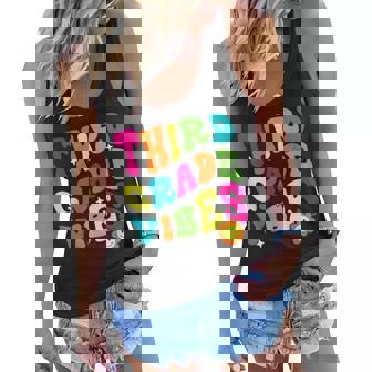 Retro Third Grade Vibes Back To School 3Rd Grade Teacher Kid Women Flowy Tank - Thegiftio UK