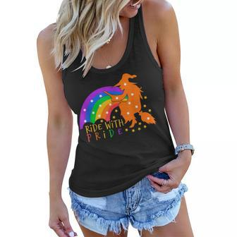 Ride With Pride Witch Halloween Lgbtq Women Flowy Tank - Seseable