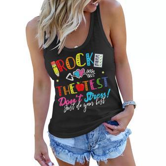 Rock The Test Dont Stress Just Do Your Best Teacher Testing Women Flowy Tank - Thegiftio