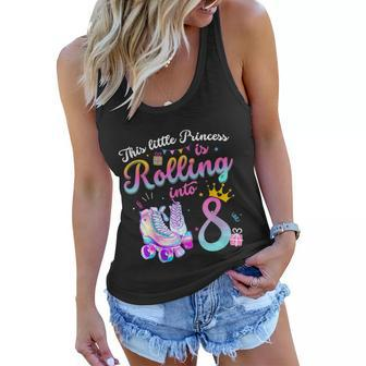 Roller Skate 8Th Birthday Shirt 8 Year Old Girl Party Outfit Women Flowy Tank - Monsterry CA