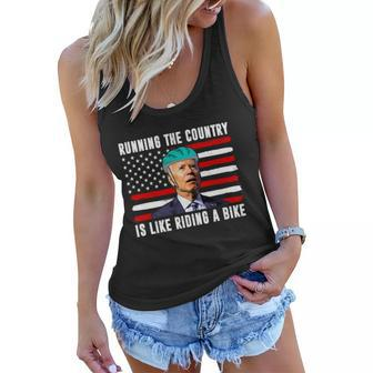 Running The Country Is Like Riding A Bike Funny Biden Women Flowy Tank - Monsterry