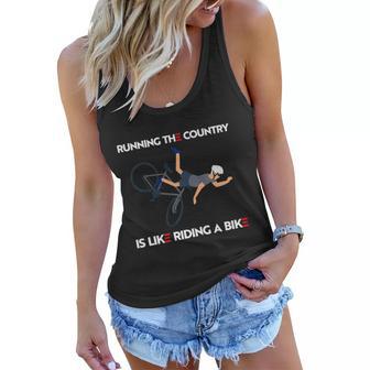 Running The Country Is Like Riding A Bike Joe Biden Funny Women Flowy Tank - Monsterry DE