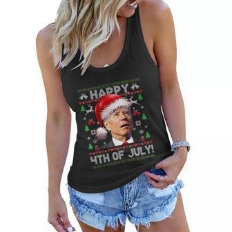 Santa Joe Biden Happy 4Th Of July Ugly Christmas Sweater Women Flowy Tank - Monsterry UK