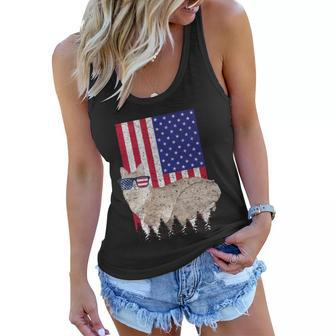 Sausage Patriotic Cat Usa Pride American Flag Funny Gift Women Flowy Tank - Monsterry AU