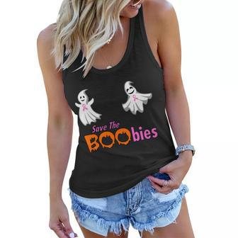 Save The Boobies Halloween Ghost Tshirt Women Flowy Tank - Monsterry