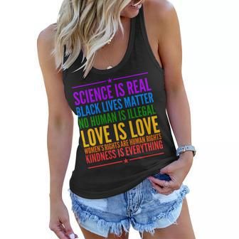 Science Is Real Black Lives Matter Love Is Love Tshirt Women Flowy Tank - Monsterry
