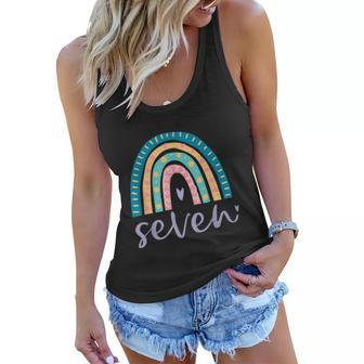 Seven Year Old Rainbow Birthday Gifts For Girls 7Th Bday Women Flowy Tank - Monsterry DE