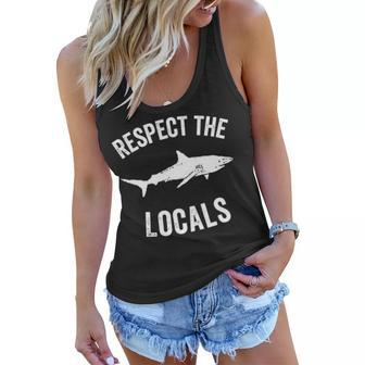 Shark Ocean Animal Rights Respect The Locals Shark Gift Women Flowy Tank - Thegiftio UK