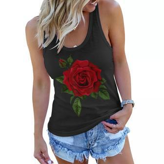 Single Red Roses Flower Of Cute Red Roses Flower Gardening Women Flowy Tank - Thegiftio UK
