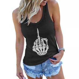 Skull Skeleton Middle Finger Top Mad Angry Rude Guy Funny Gift Scary Tshirt Women Flowy Tank - Monsterry AU