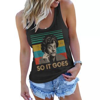 So It Goes Retro Vintage Reading Book Novel Women Flowy Tank - Thegiftio UK