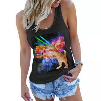Space Hunger Flying Cat Pizza Bacon1 Tshirt Women Flowy Tank - Monsterry