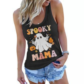 Spooky Mama Pumpkin Retro Hippie Halloween Ghost Costumes Women Flowy Tank - Seseable