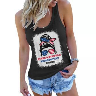 Stars Stripes Reproductive Rights Messy Bun 4Th Of July V3 Women Flowy Tank - Seseable