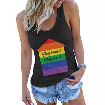 Stay Home Stay Proud Lgbt Gay Pride Lesbian Bisexual Ally Quote Women Flowy Tank - Monsterry AU