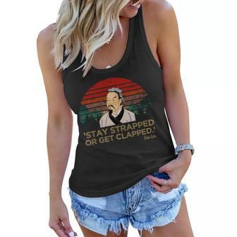 Stay Strapped Or Get Clapped Graphic Design Printed Casual Daily Basic Women Flowy Tank - Thegiftio UK