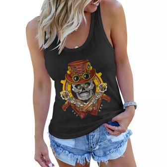 Steampunk Skull Mechanical Clock Gears Industrial Fantasy Graphic Design Printed Casual Daily Basic V2 Women Flowy Tank - Thegiftio UK