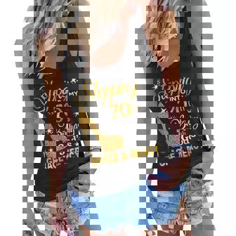 Stepping Into My 70Th Birthday With Gods Grace & Mercy Women Flowy Tank - Thegiftio