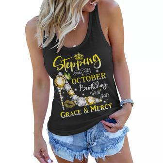 Stepping Into My October Birthday With Gods Grace And Mercy Women Flowy Tank - Thegiftio UK