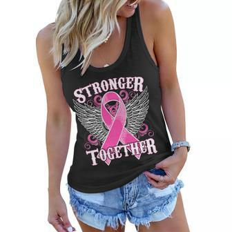 Stronger Together Support Breast Cancer Awareness Tshirt Women Flowy Tank - Monsterry UK
