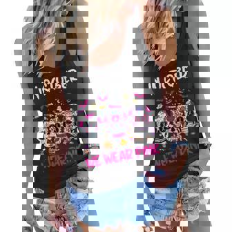 Sugar Skulls In October We Wear Pink Breast Cancer Awareness Women Flowy Tank - Thegiftio