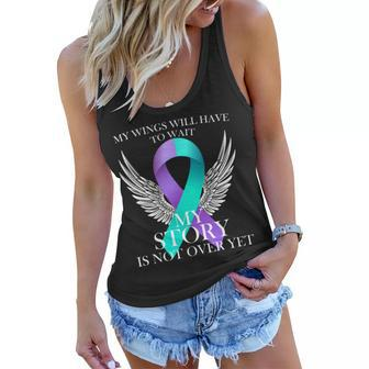 Suicide Prevention Angel Wings Ribbon Women Flowy Tank - Monsterry