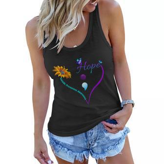 Suicide Prevention Awareness Floral Heart Tshirt Women Flowy Tank - Monsterry